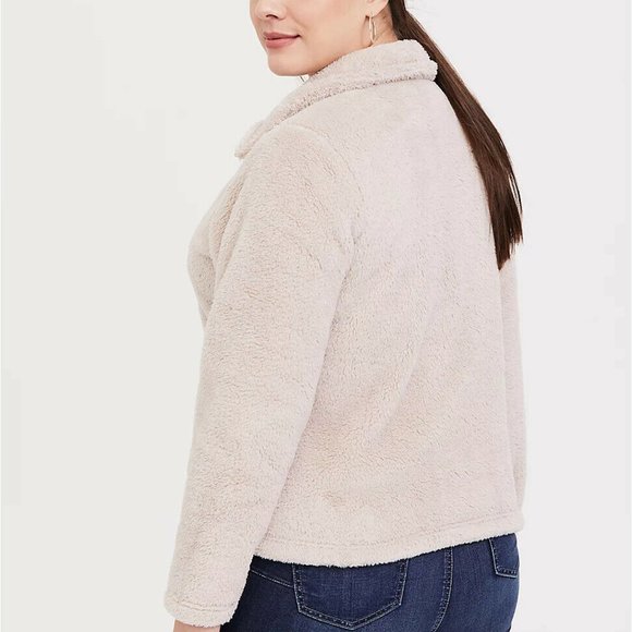 Torrid Tan Faux Sherpa Teddy Jacket Soft Cozy Plush Full Zip Plus Size 2 2X - Picture 3 of 9